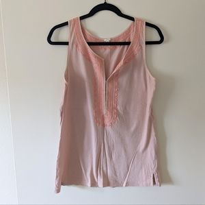 J. Crew Peachy Pink Embroidered Tank, M